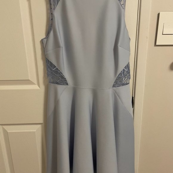 Ted Baker London, light blue skater dress w beautiful lace details on the back - Picture 3 of 4